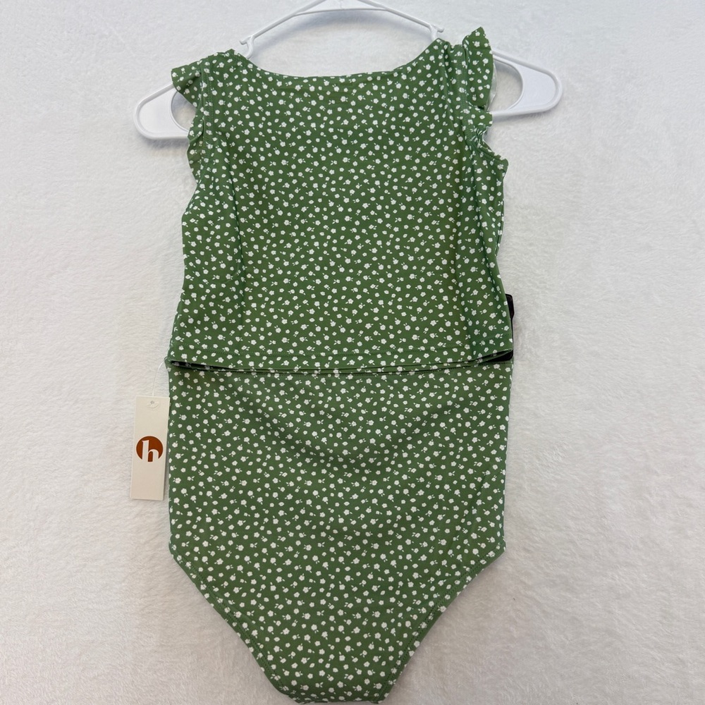 NWT Honey mark Swim Set Girls Floral Olive Green Two-Piece Swimsuit Beach Bikini - Picture 7 of 13